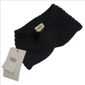 🆕 UGG BLACK TWIST CABLE KNIT ACRYLIC / WOOL BLEND HEADBAND WRAP